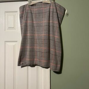 Nine West Black & Gray Plaid Midi Skirt with Pink Windowpane
